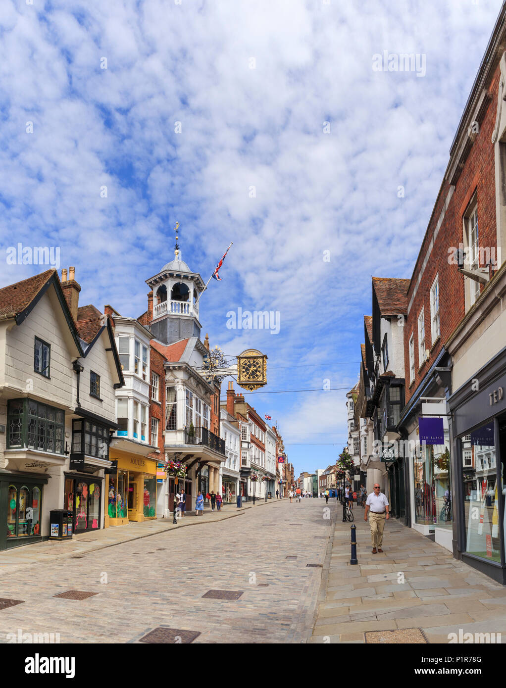 Guildford historic high street shoppers hires stock photography and