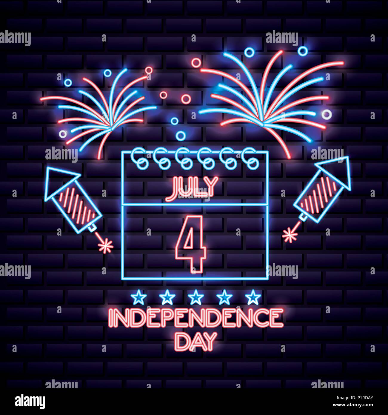 american independence day july calendar celebrate date fireworks vector ...