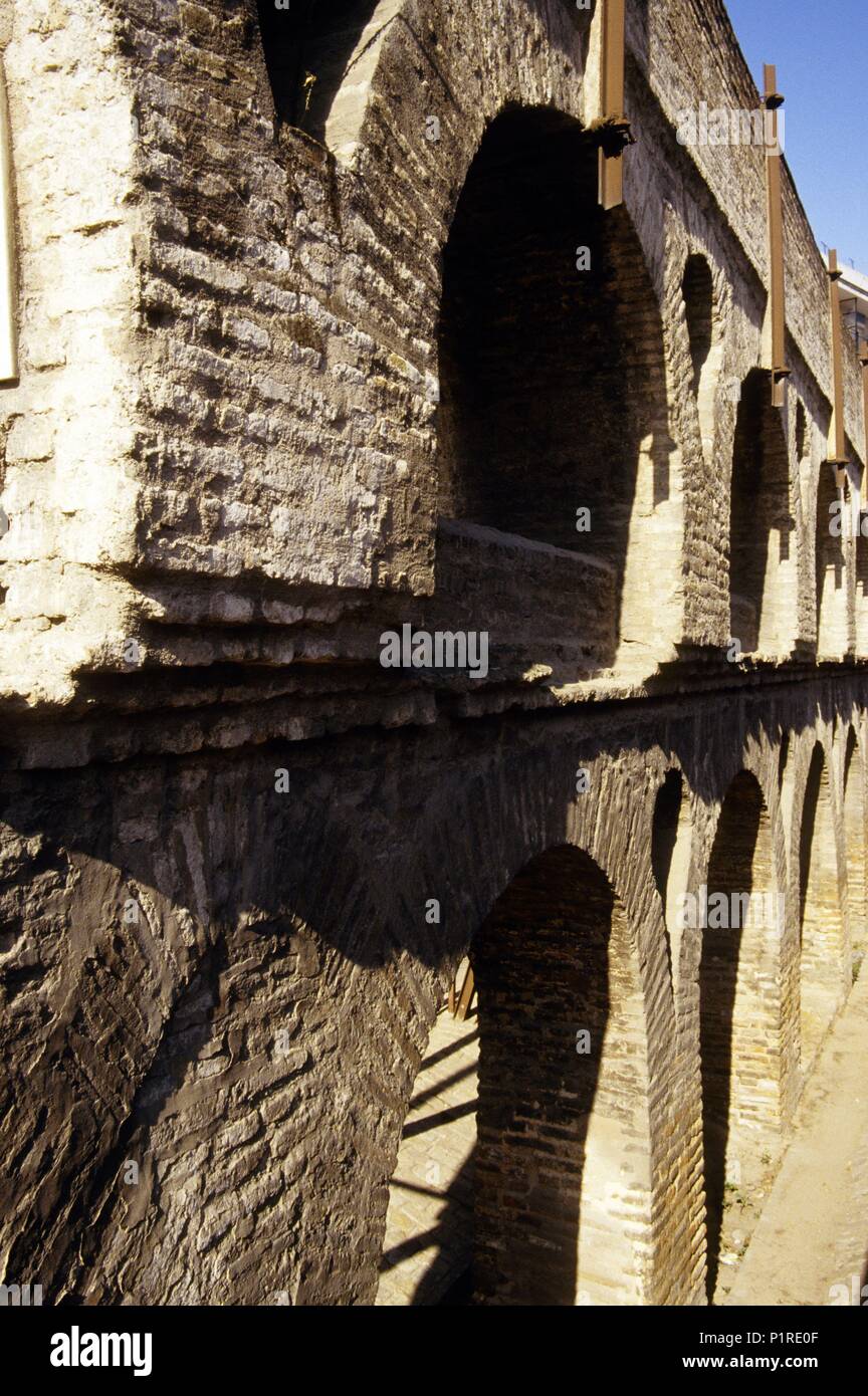 ruins of the roman Aqueduct. Stock Photo