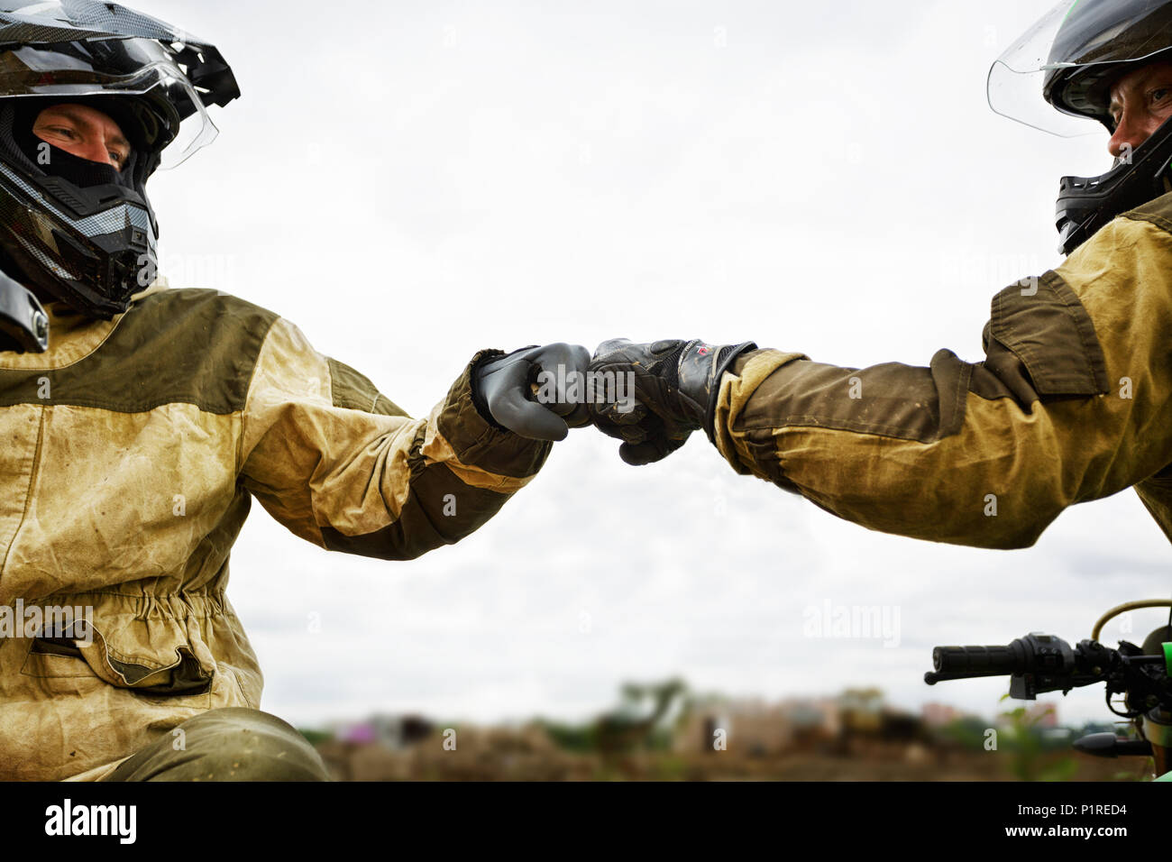 Motorcycle Rider Handshake Motorcycle rider greeting hi-res stock photography and images - Alamy