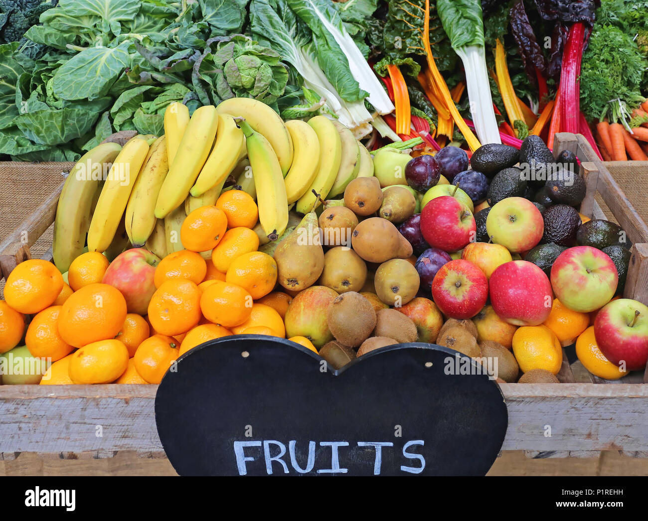 Fruits and Vegetables at Farmers Market Stall Stock Photo - Alamy
