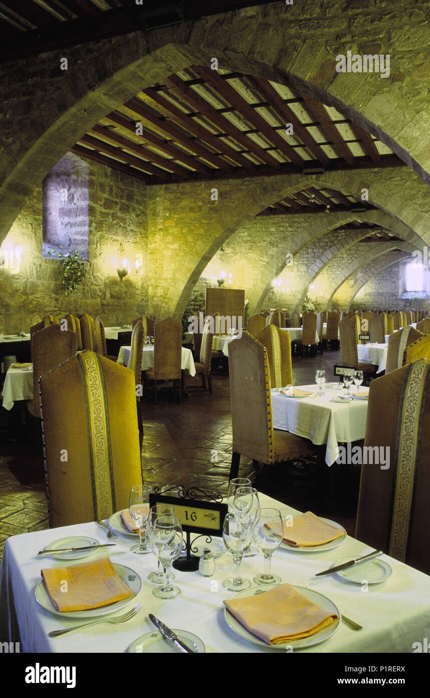Cardona, 'Castillo y Parador Nacional de Turismo' Hotel / Restaurante and dinig room. Stock Photo