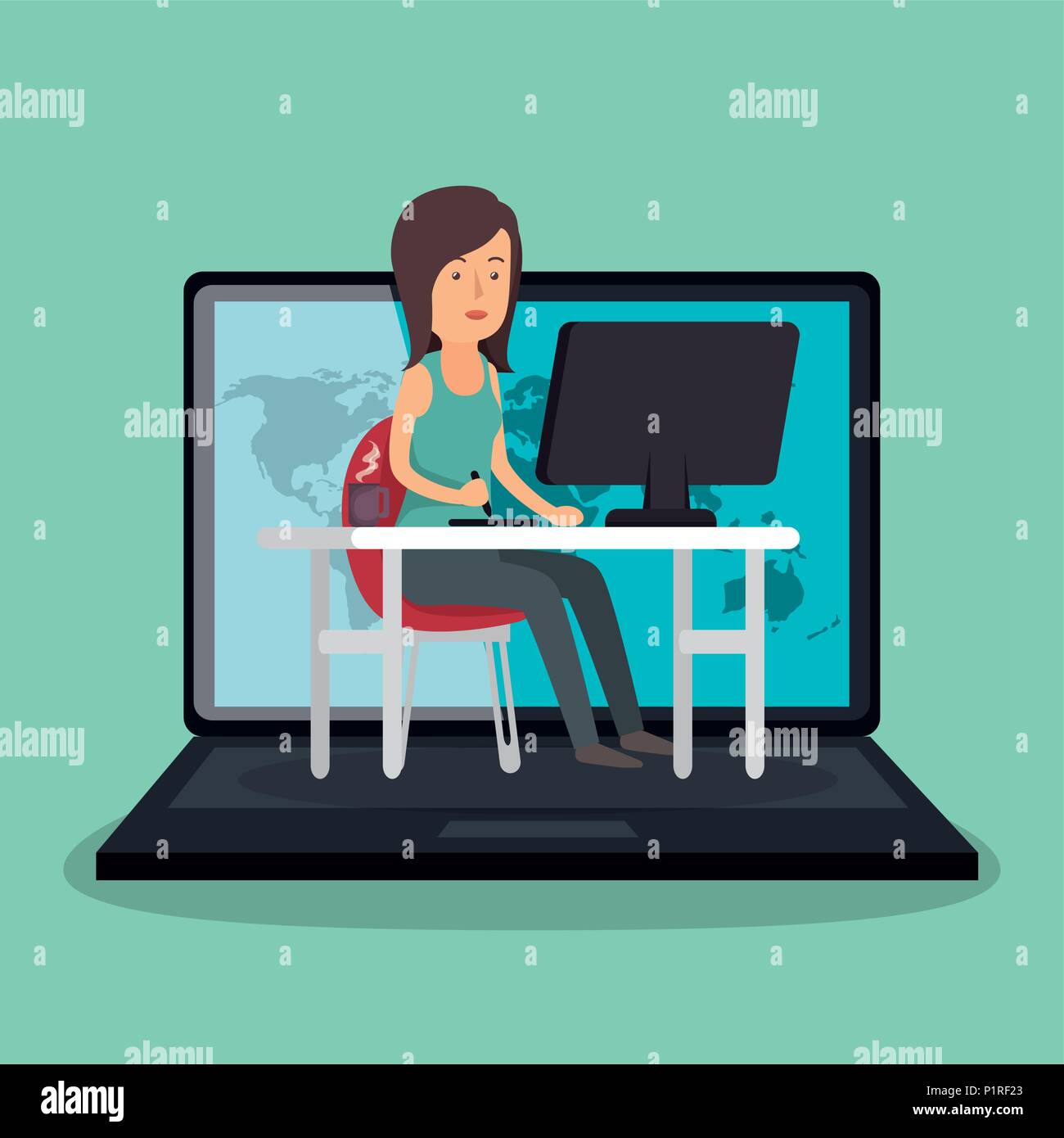 businesswoman working avatar character vector illustration design Stock ...