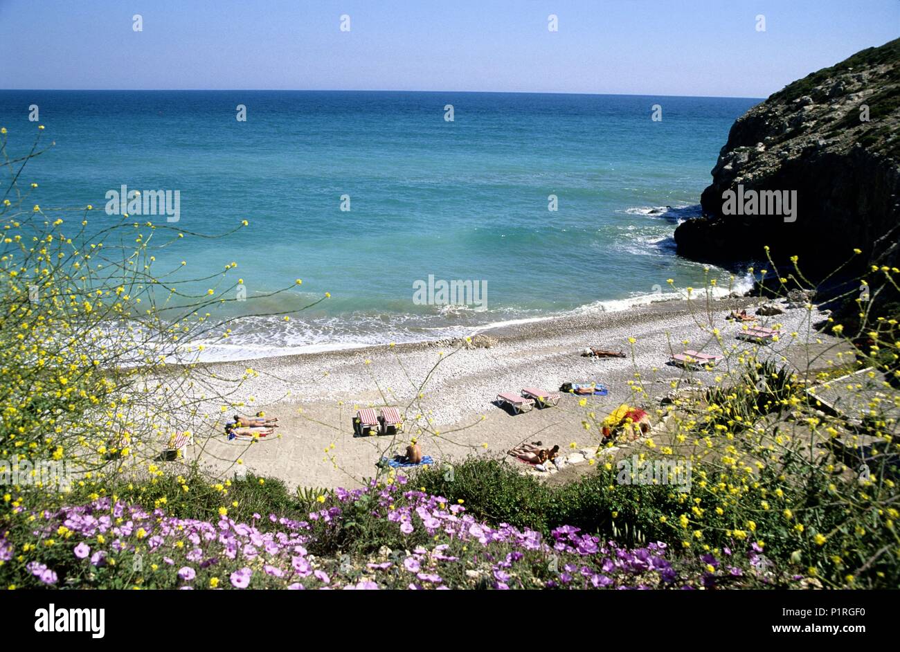 SPAIN - Catalonia - Garraf (district) - Barcelona. Sitges; playa / platja  de l' Home Mort (nudista / gay Stock Photo - Alamy