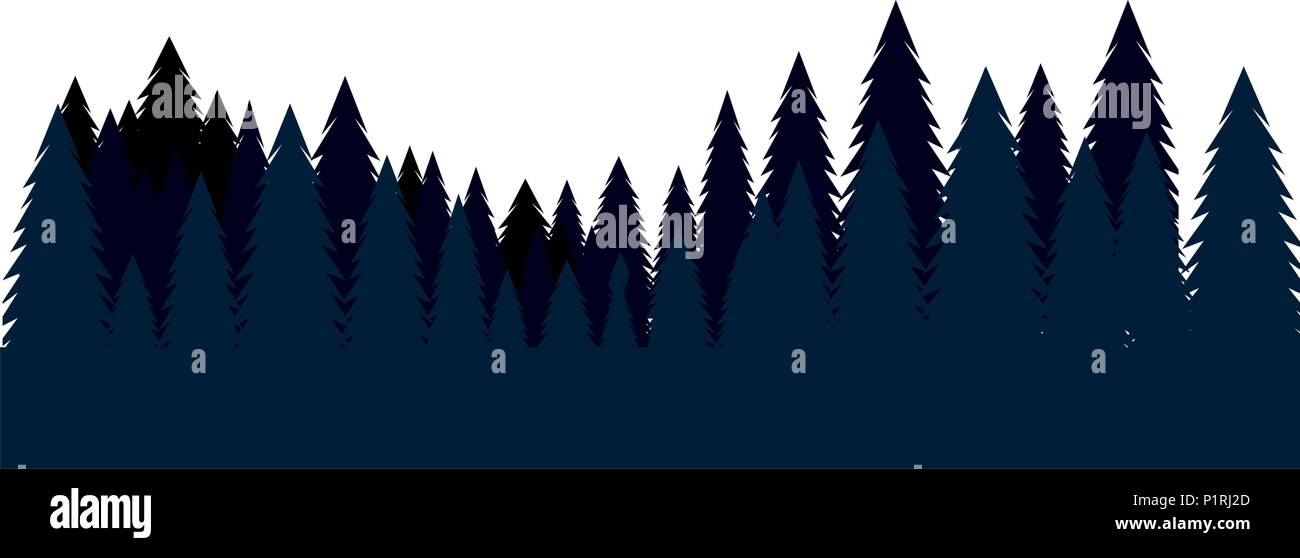 pines trees forest scene vector illustration design Stock Vector Image ...