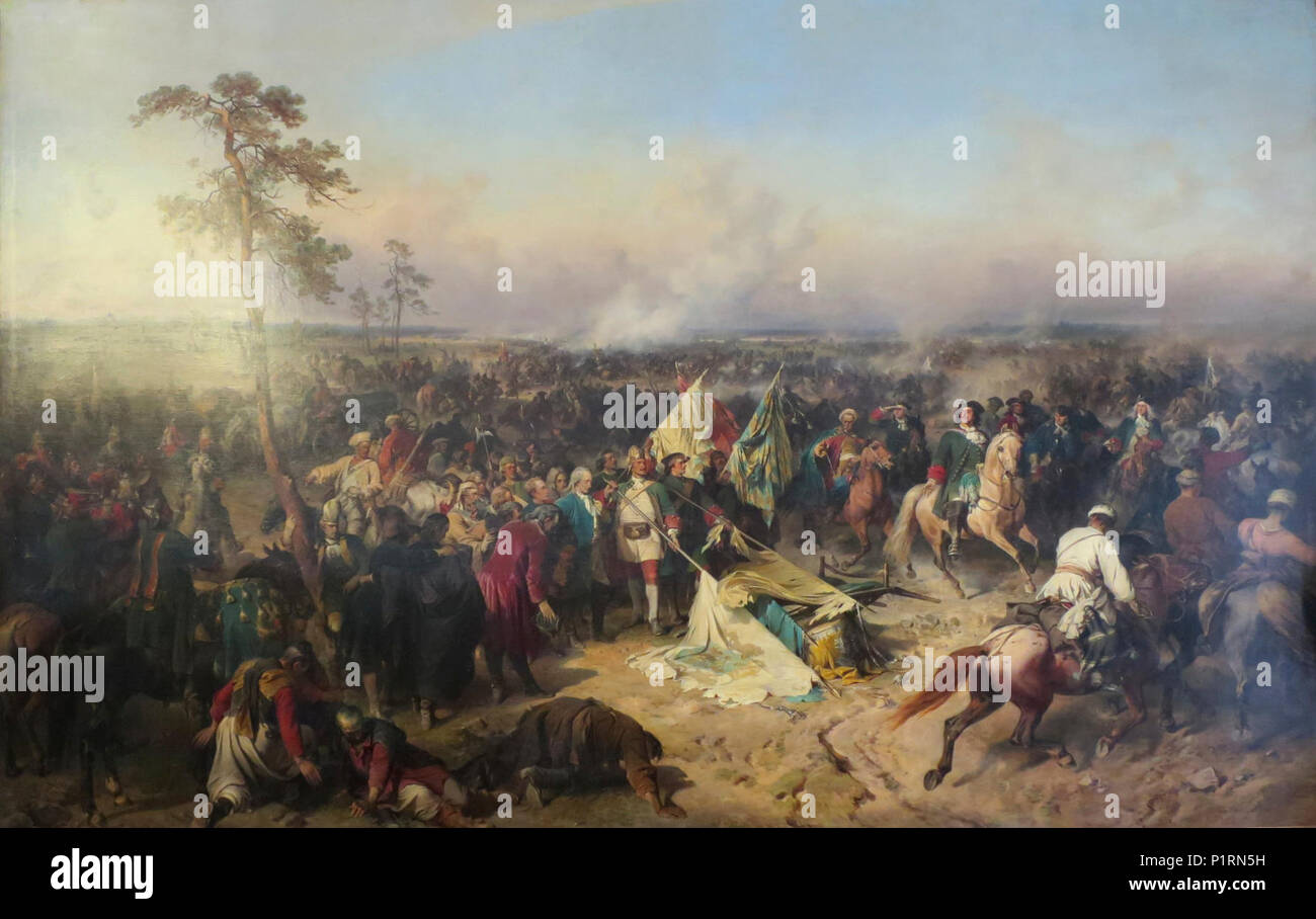 'The Victory at Poltava' by Alexander Evstafyevich Kotzebue, 1862, Hermitage Stock Photo