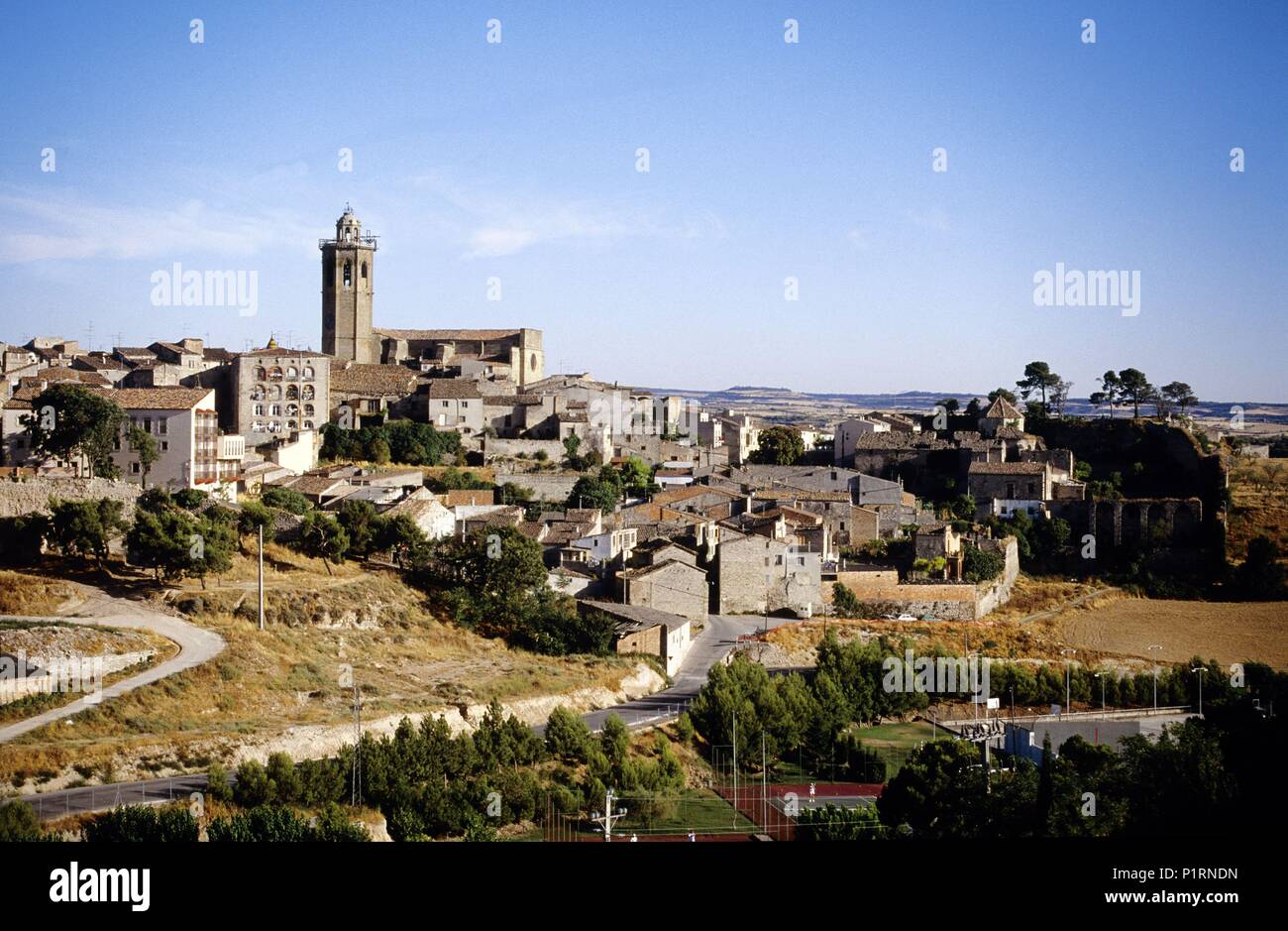 La Segarra Cervera, partial view of the town (La Segarra Stock Photo