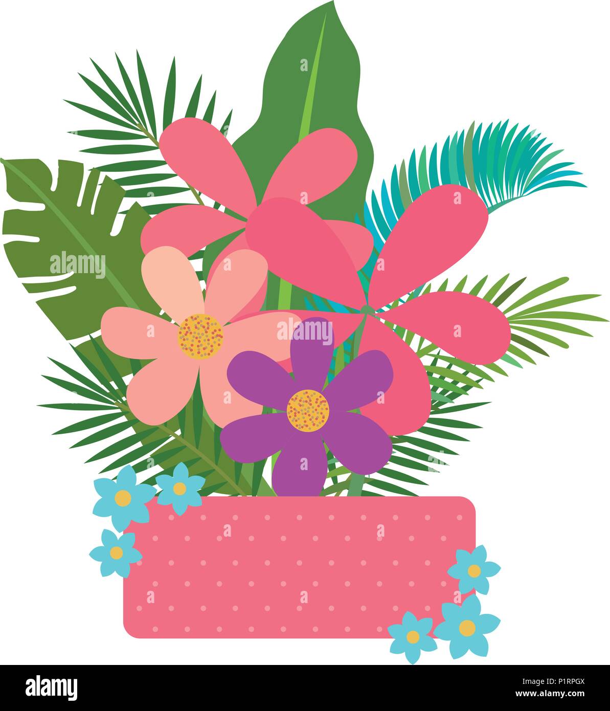 flowers and leafs garden frame vector illustration design Stock Vector ...