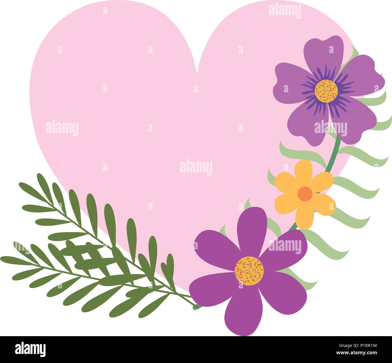 heart love with flowers vector illustration design Stock Vector Image ...