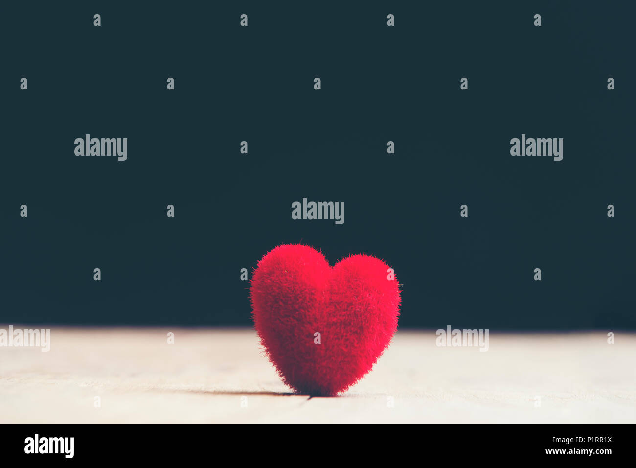 Valentines day red heart on old wood. Holidays background. Card for ...