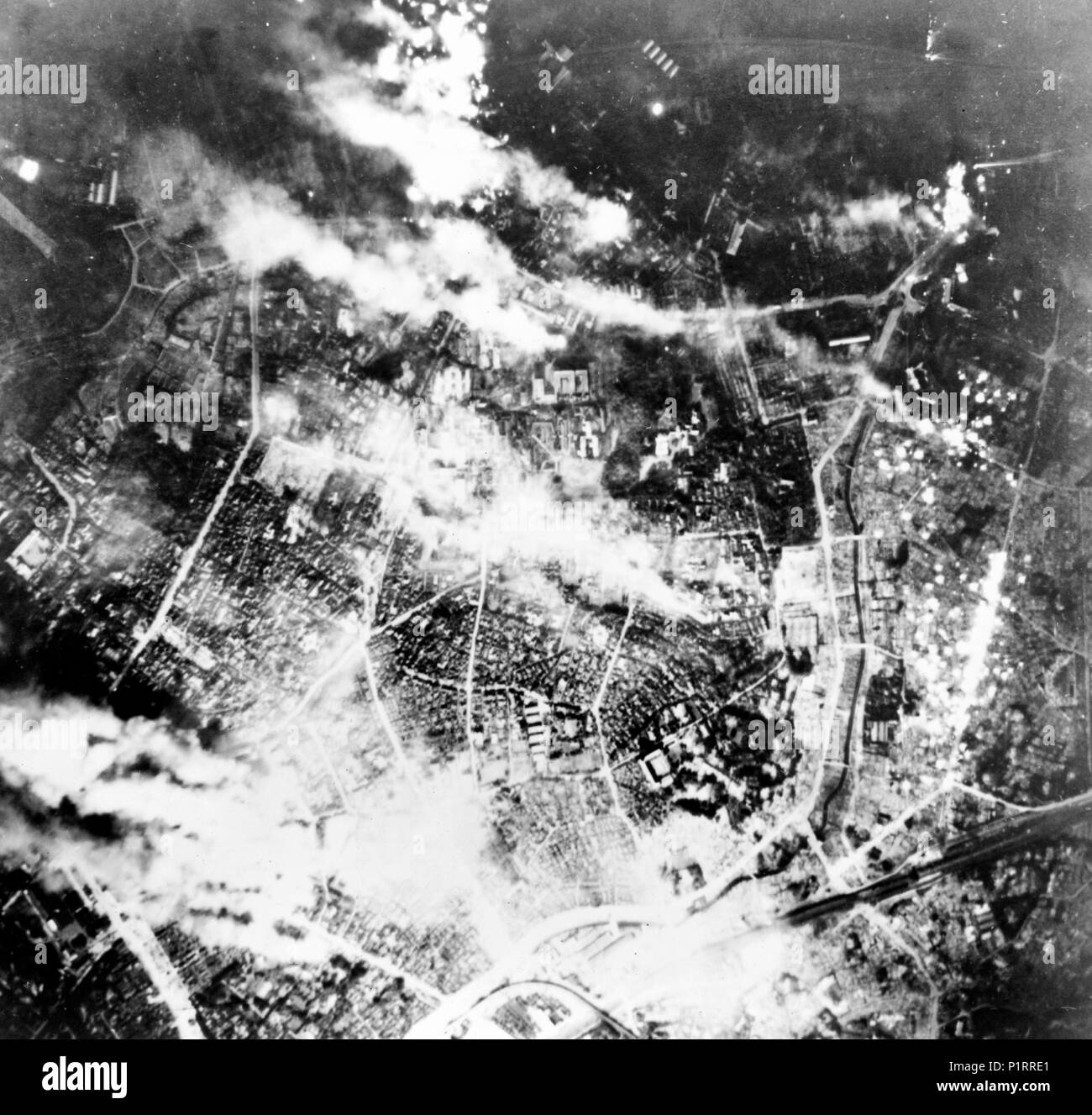 Tokyo burns under B-29 firebomb assault. May 26, 1945. Stock Photo