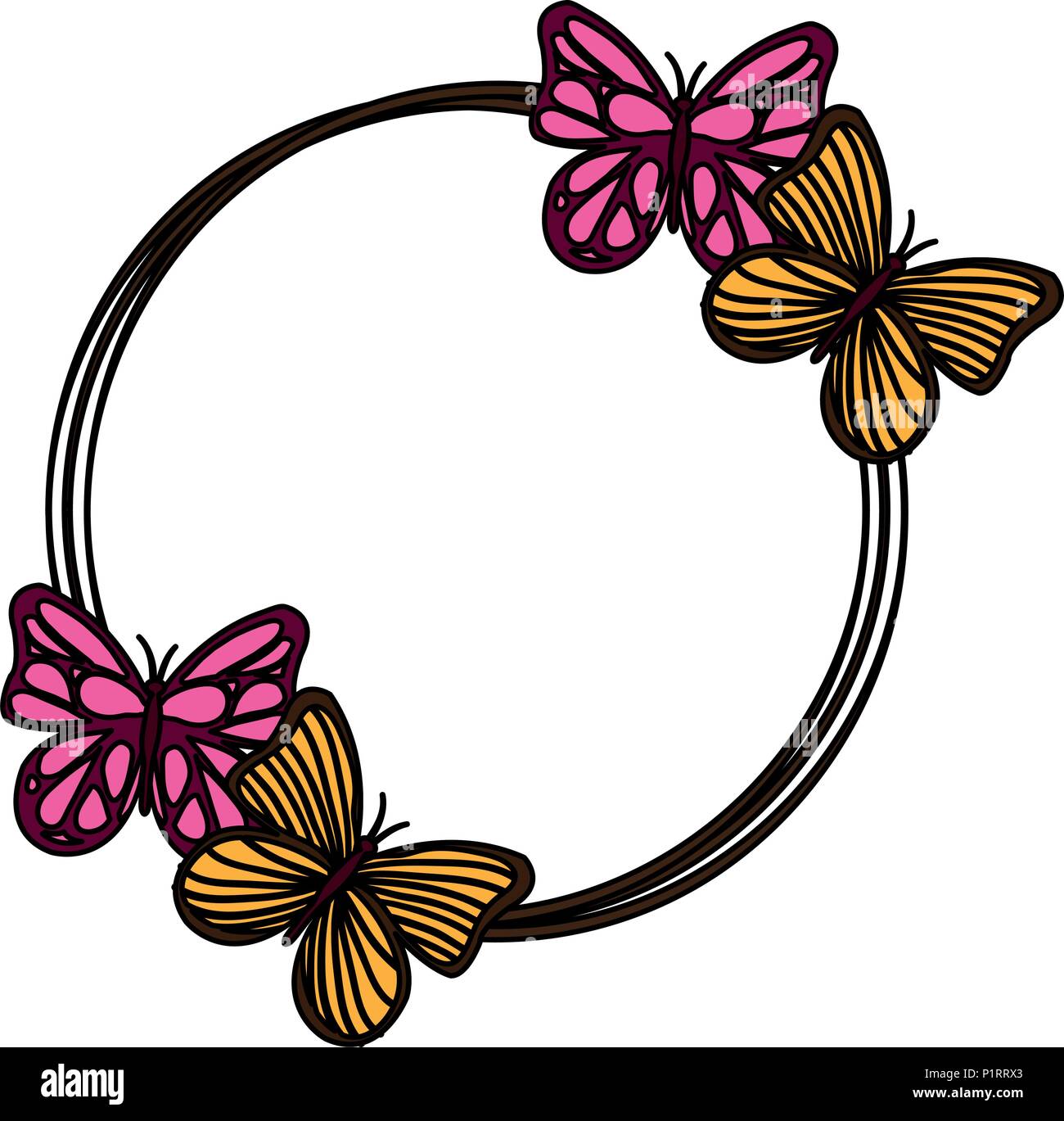 Decorative Frame With Butterflies Vector Illustration Design Stock