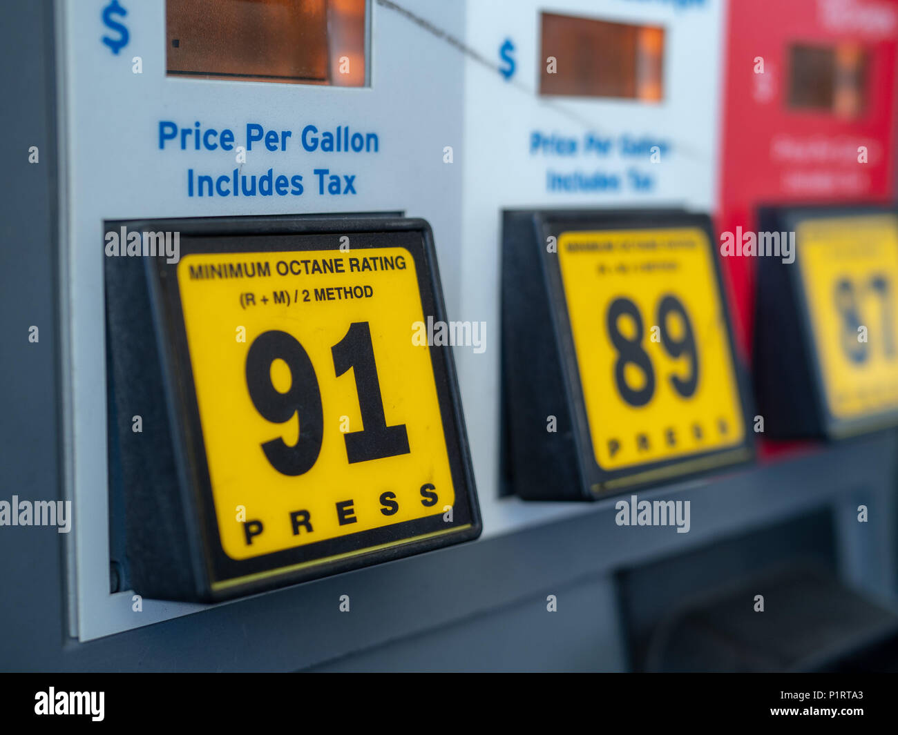 Some selfserve gas station fuel options with 91 octane mainly featured