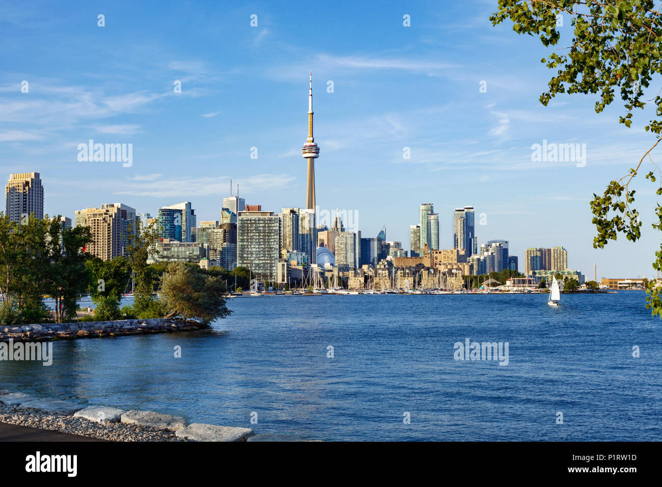 City of Toronto skyline from Trillium Park; Toronto, Ontario, Canada Stock Photo