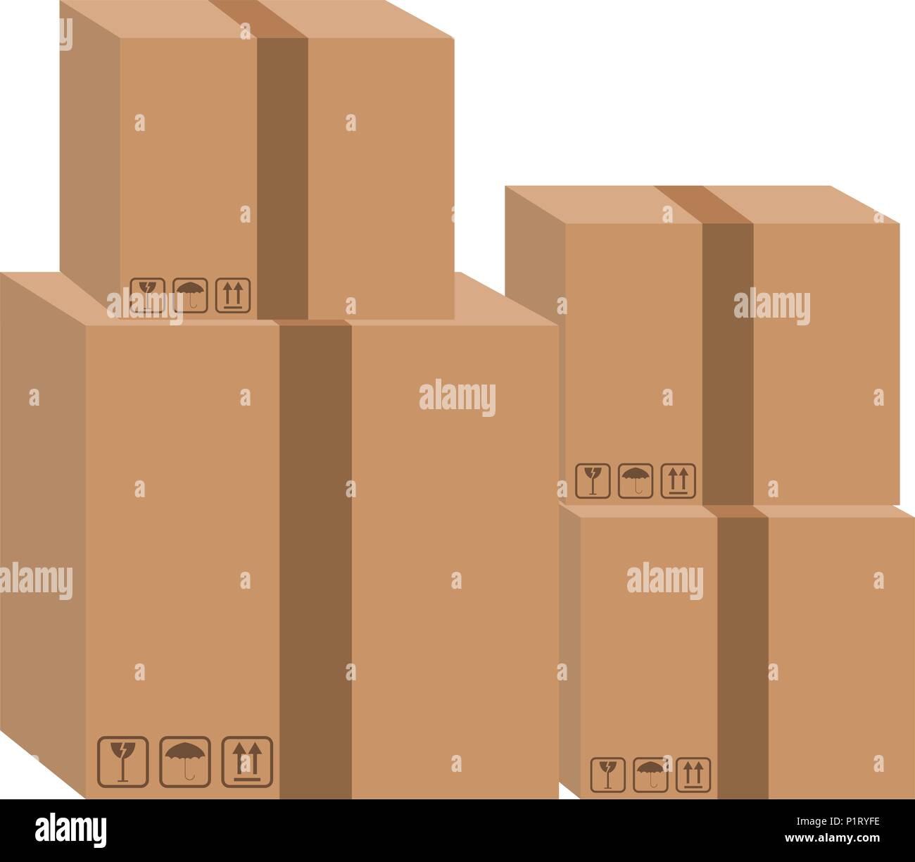 Cardboard boxes stacked Stock Vector