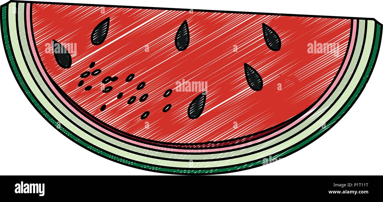 Watermelon sliced fruit scribble Stock Vector