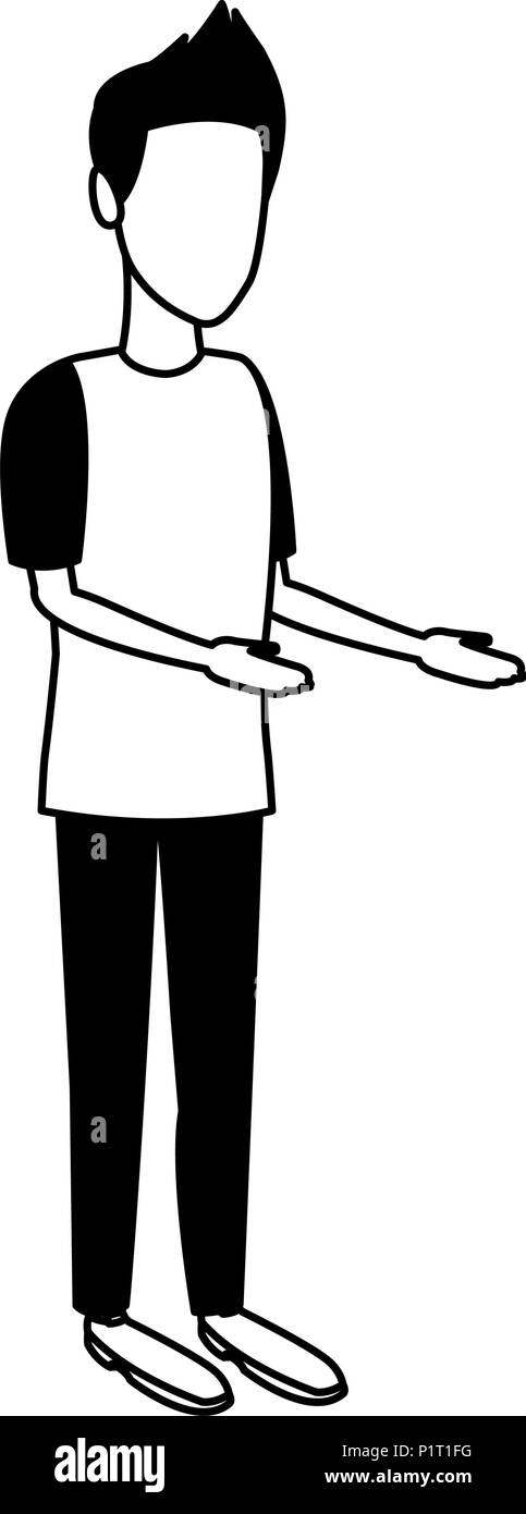 Young man cartoon in black and white Stock Vector Image & Art - Alamy