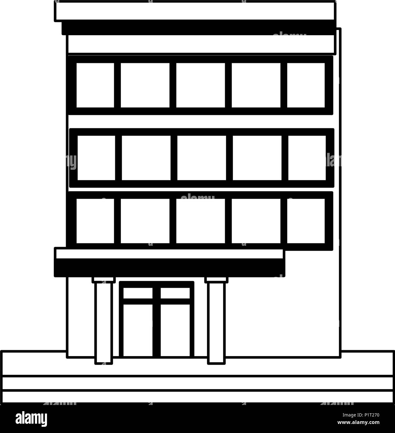 Edifice building isolated in black and white Stock Vector Image & Art