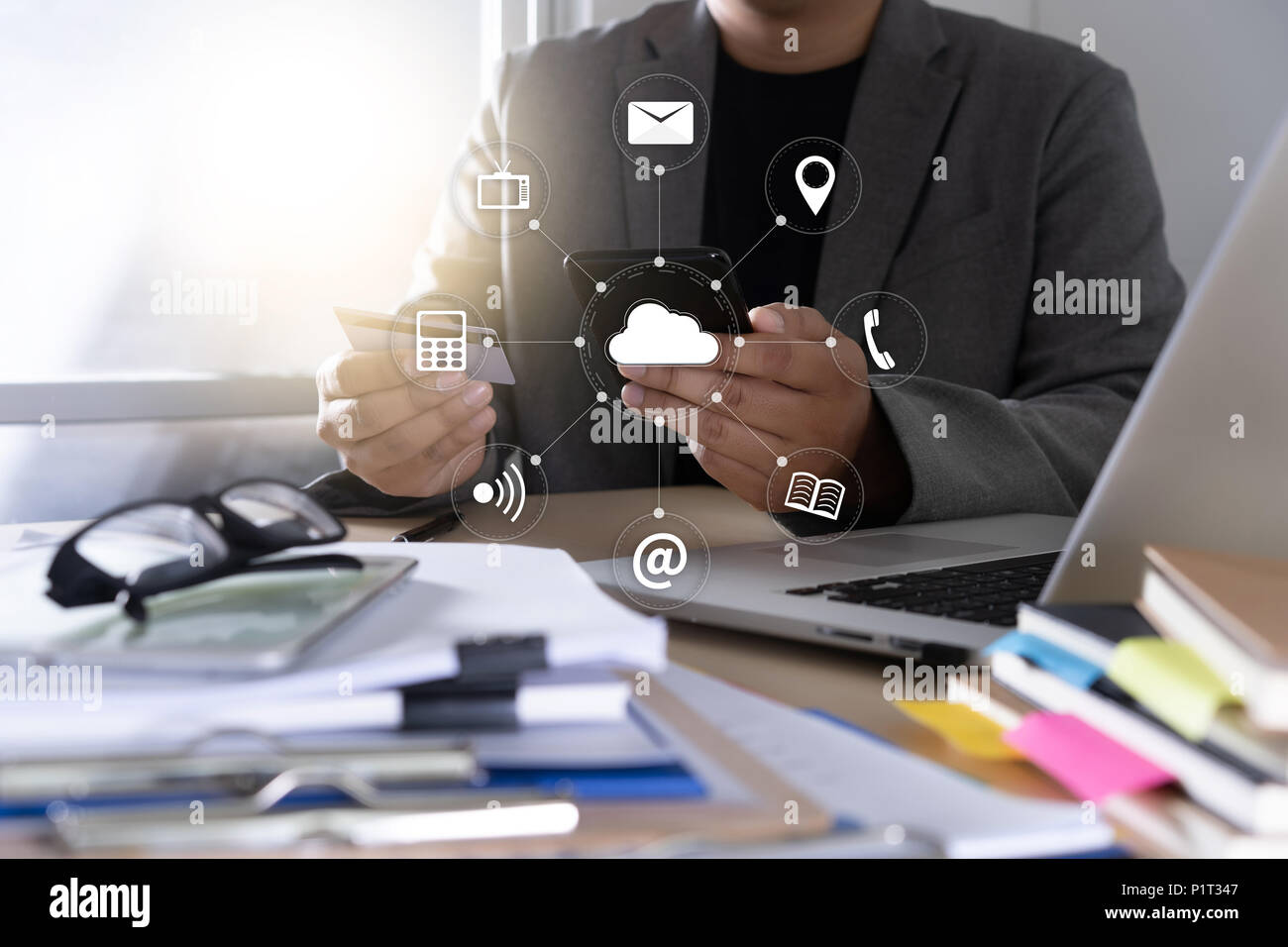 Cloud Computing diagram Network Data Storage Technology Service Stock Photo