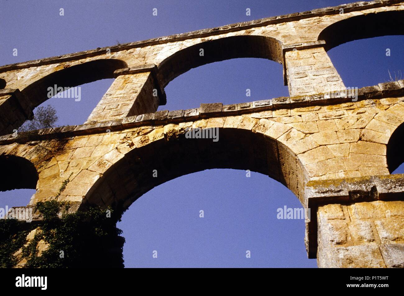 Acueducto del 'Diablo' / 'Devils' acueduct (roman architecture). Stock Photo