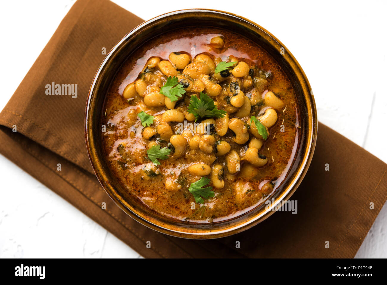 Chavali Black Eyed Kidney Beans Curry or Chawli chi usal / masala, served in a ...