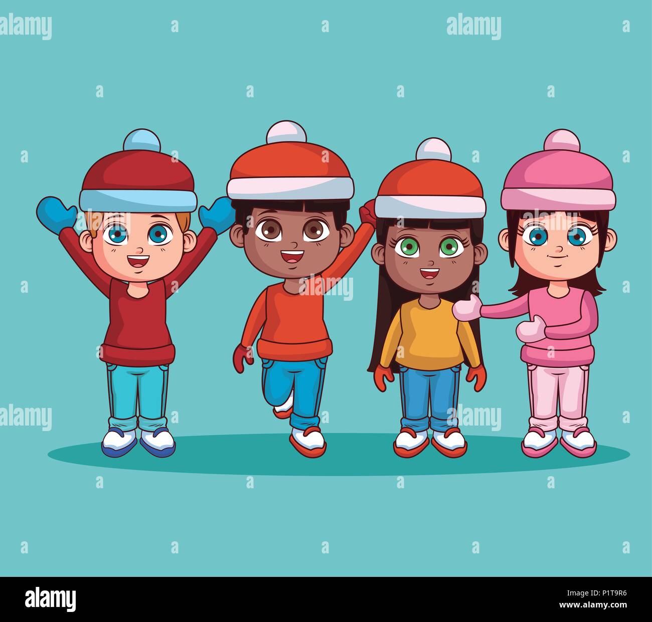 Kids with winter clothes Stock Vector Image & Art - Alamy