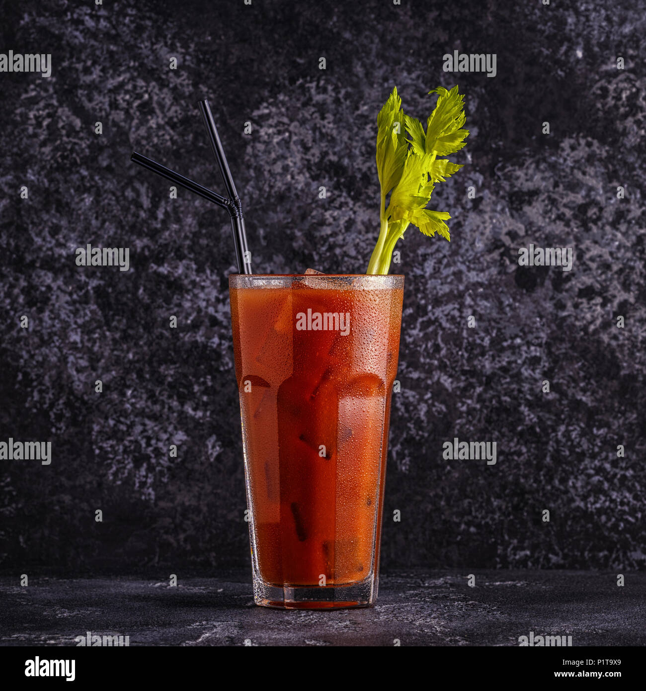 Classic cocktail Bloody Mary on a dark background Stock Photo Alamy