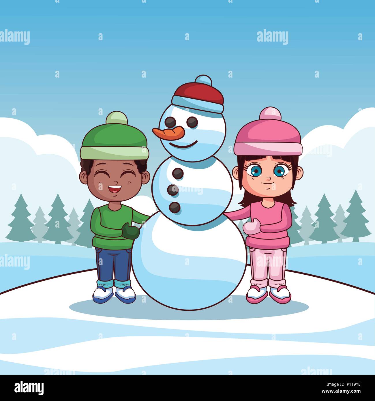 Cute kids with winter clothes Stock Vector Image & Art - Alamy