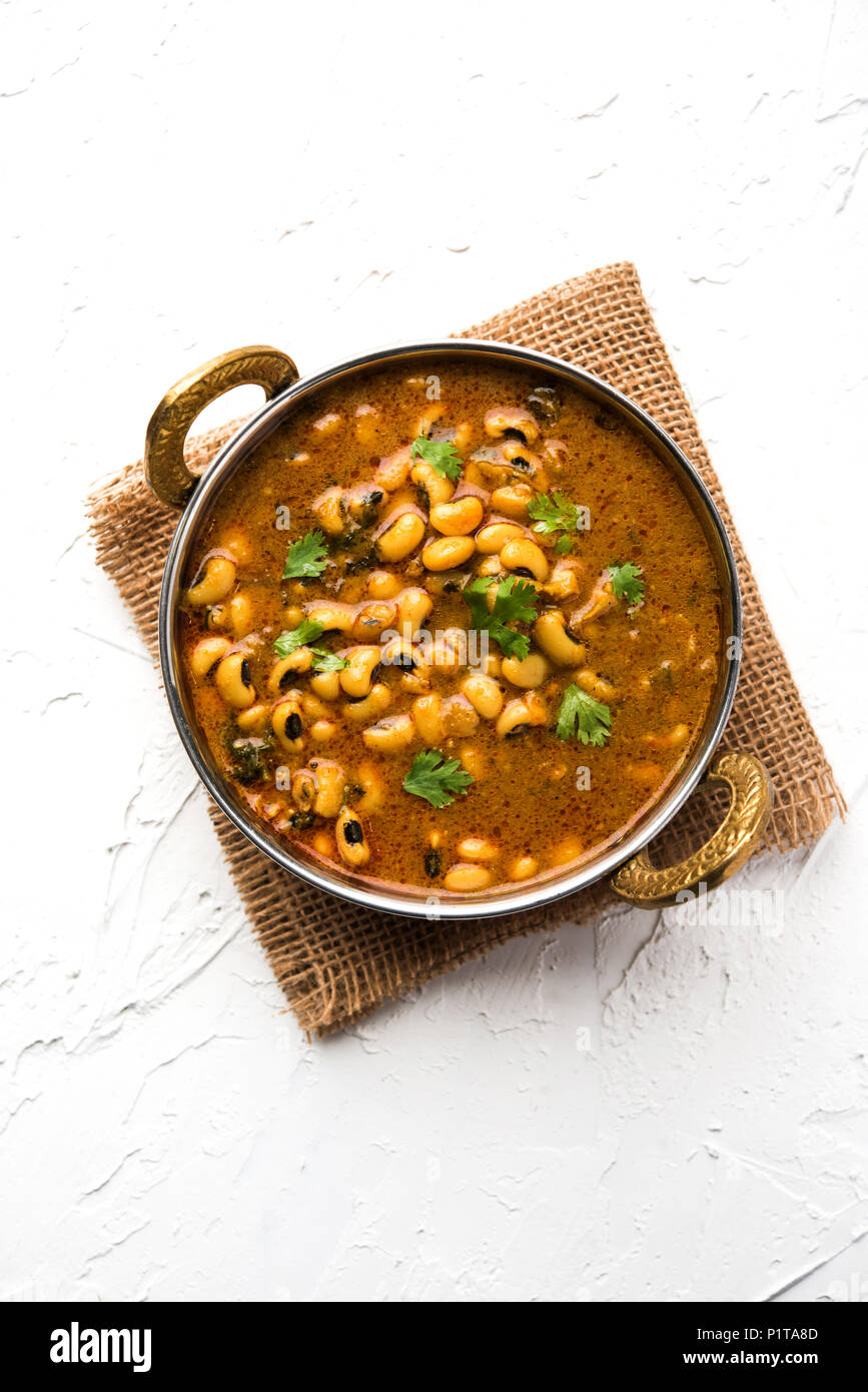 Black Eyed Kidney Beans Curry or Chawli chi usal / masala, served in a