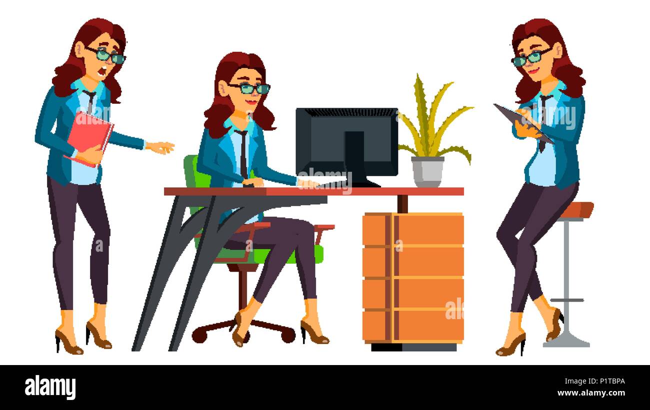 Office Worker Vector Woman Professional Officer Clerk