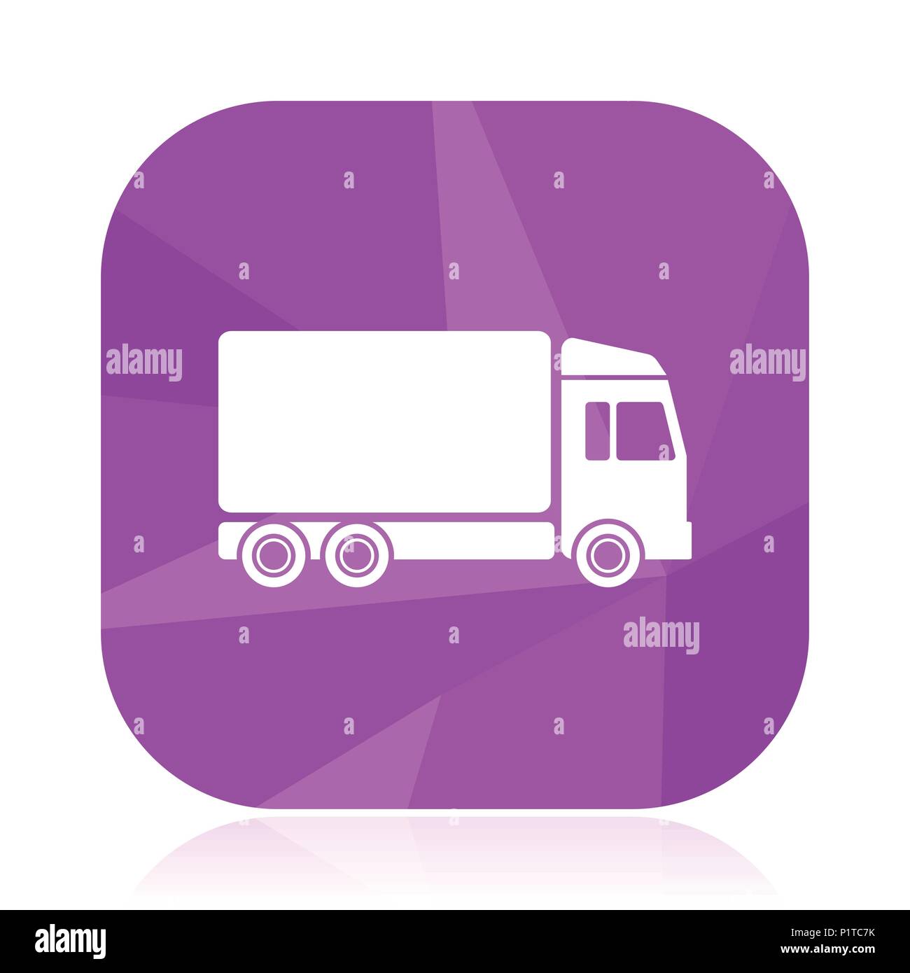 Delivery flat vector icon. Truck violet web button. Cargo internet ...