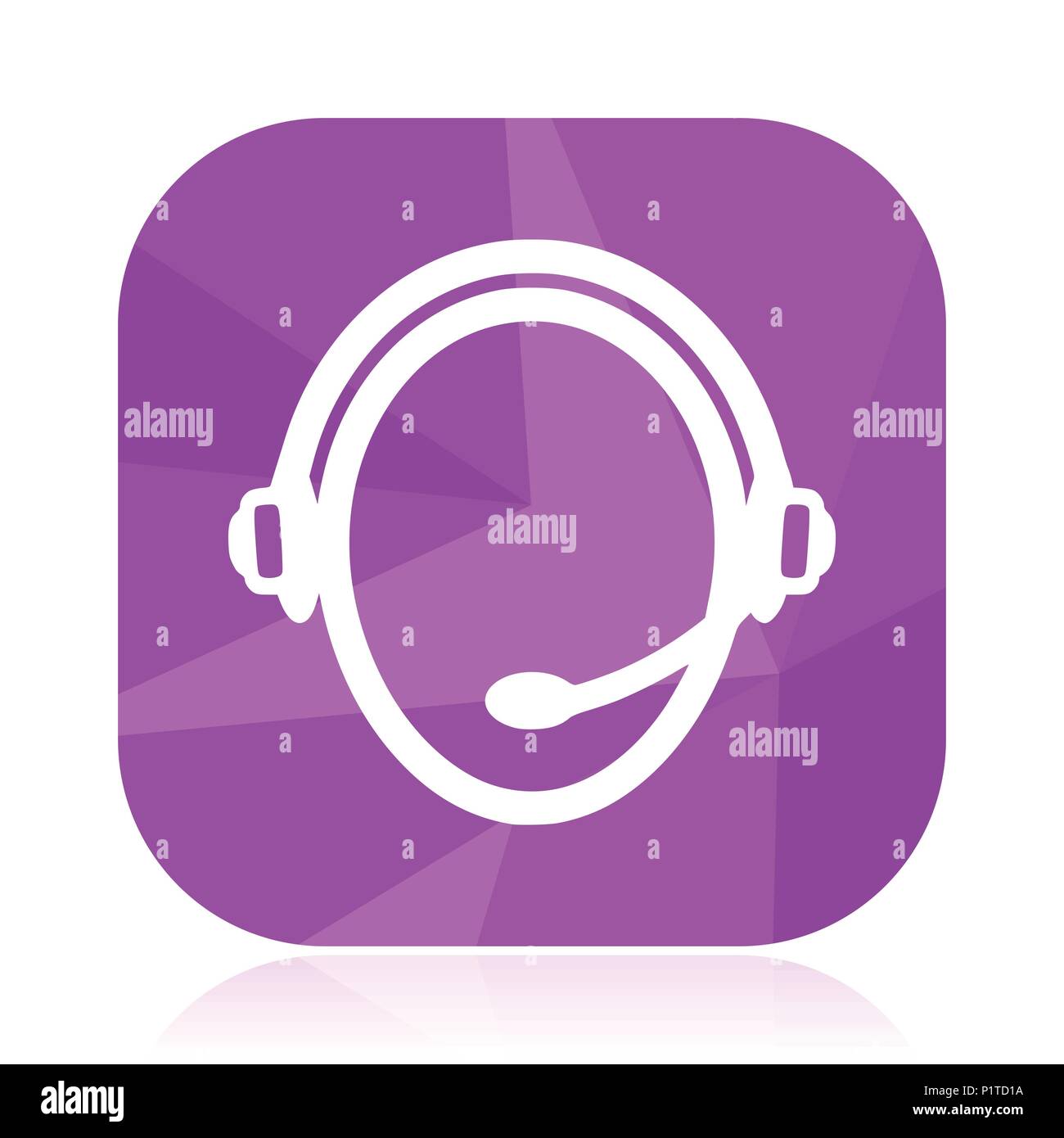 Customer service flat vector icon. violet web button. internet square ...