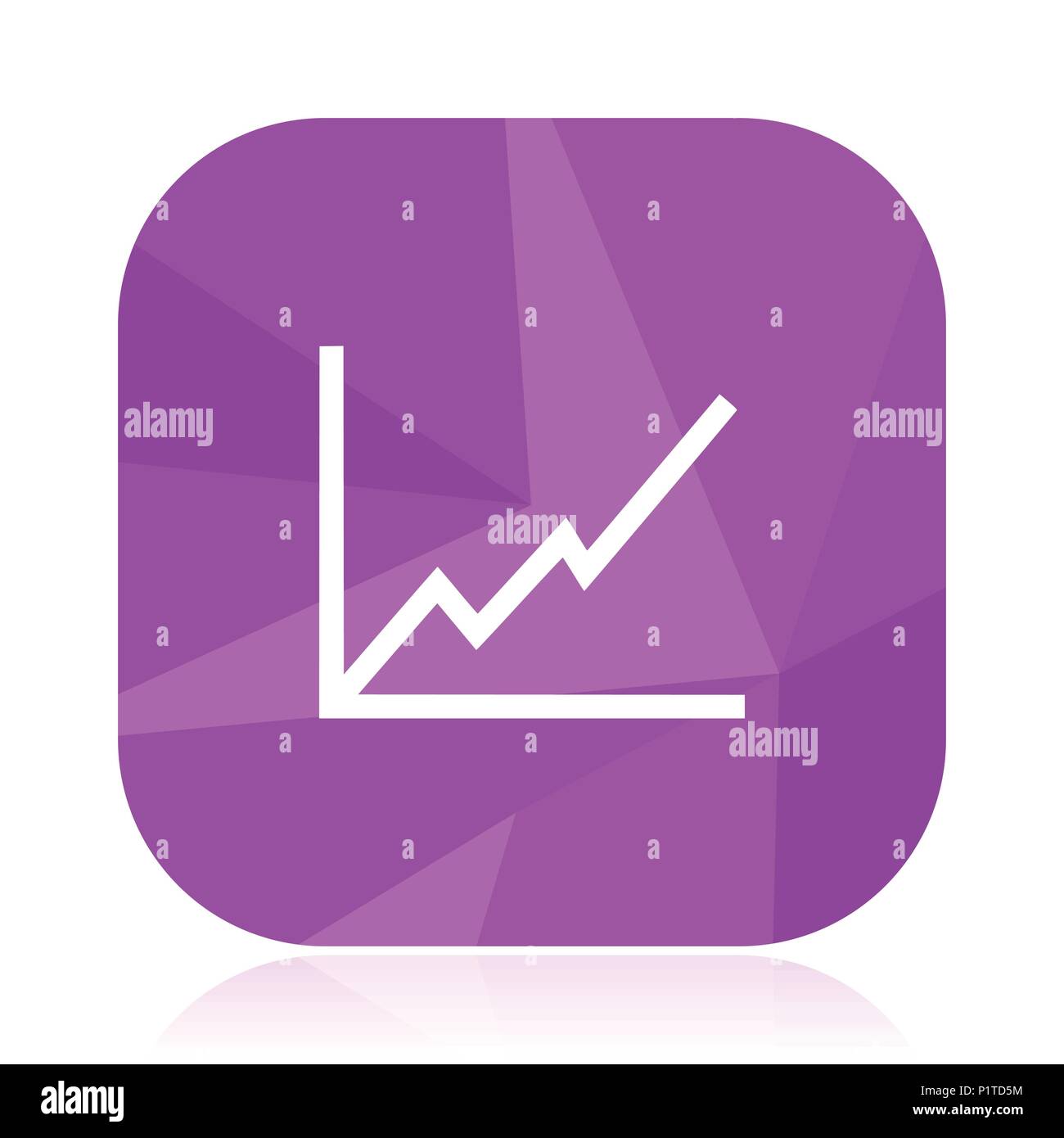 Chart flat vector icon. Diagram violet web button. Graph internet ...