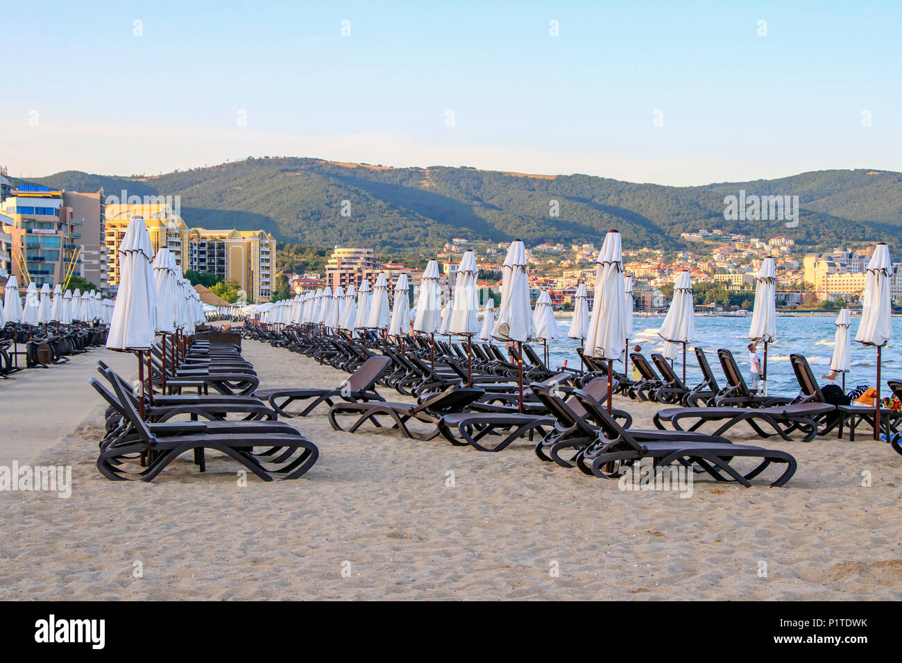 beach on the Black Sea coast resort sunny beach bulgaria Stock Photo