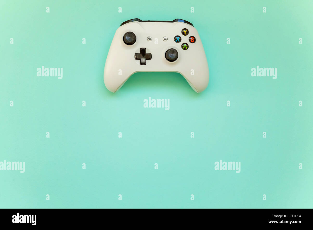 SAINTPETERSBURG, RUSSIA APRIL 13, 2018 White joystick xbox one s
