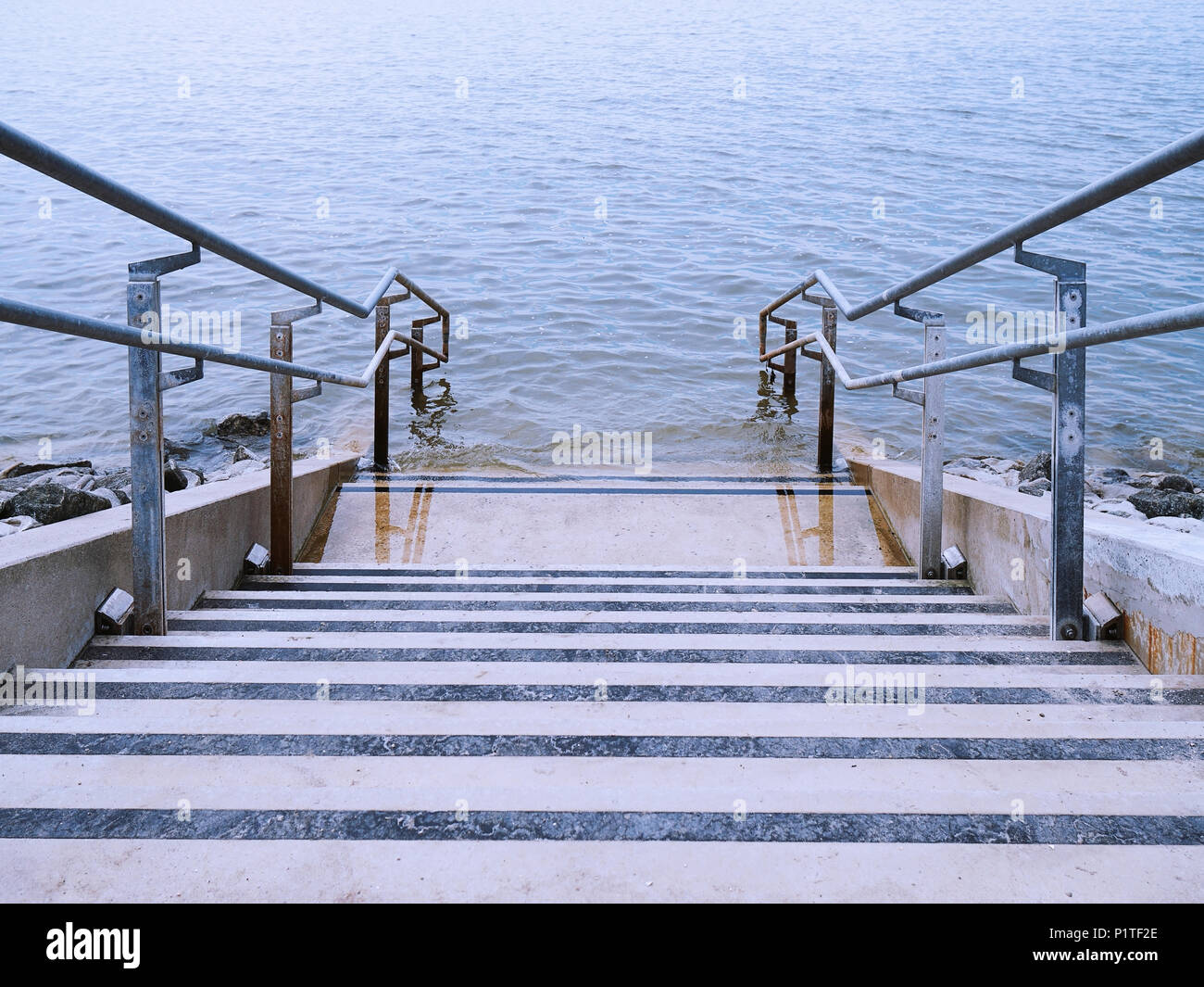 Steep Steps Leading To Lake Dock Stock Image - Image of steps, pond:  220289845