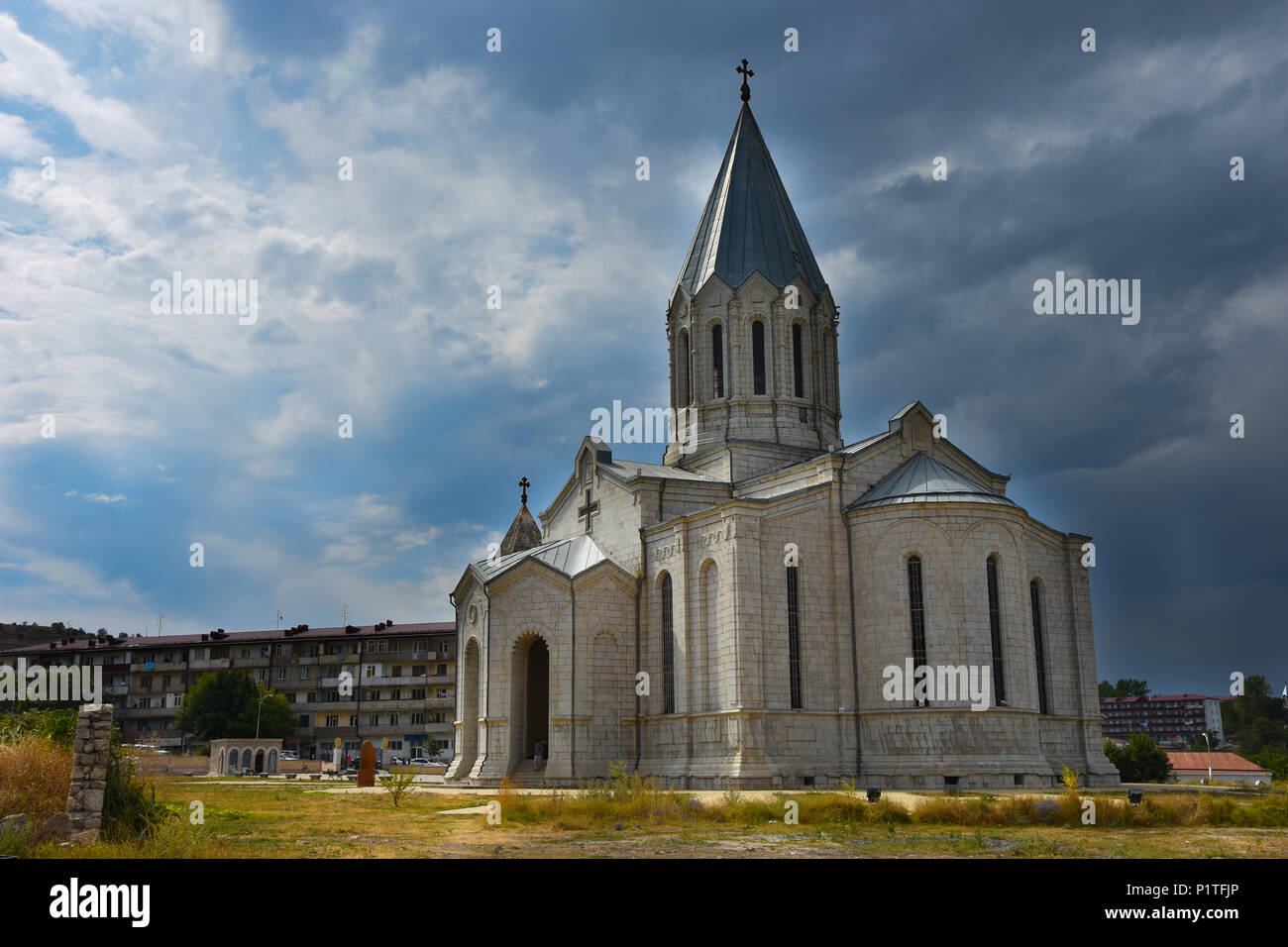 Cathedral of St. Ghazanchetsots, Shushi, Nagorno Karabakh, Artsakh republic Stock Photo