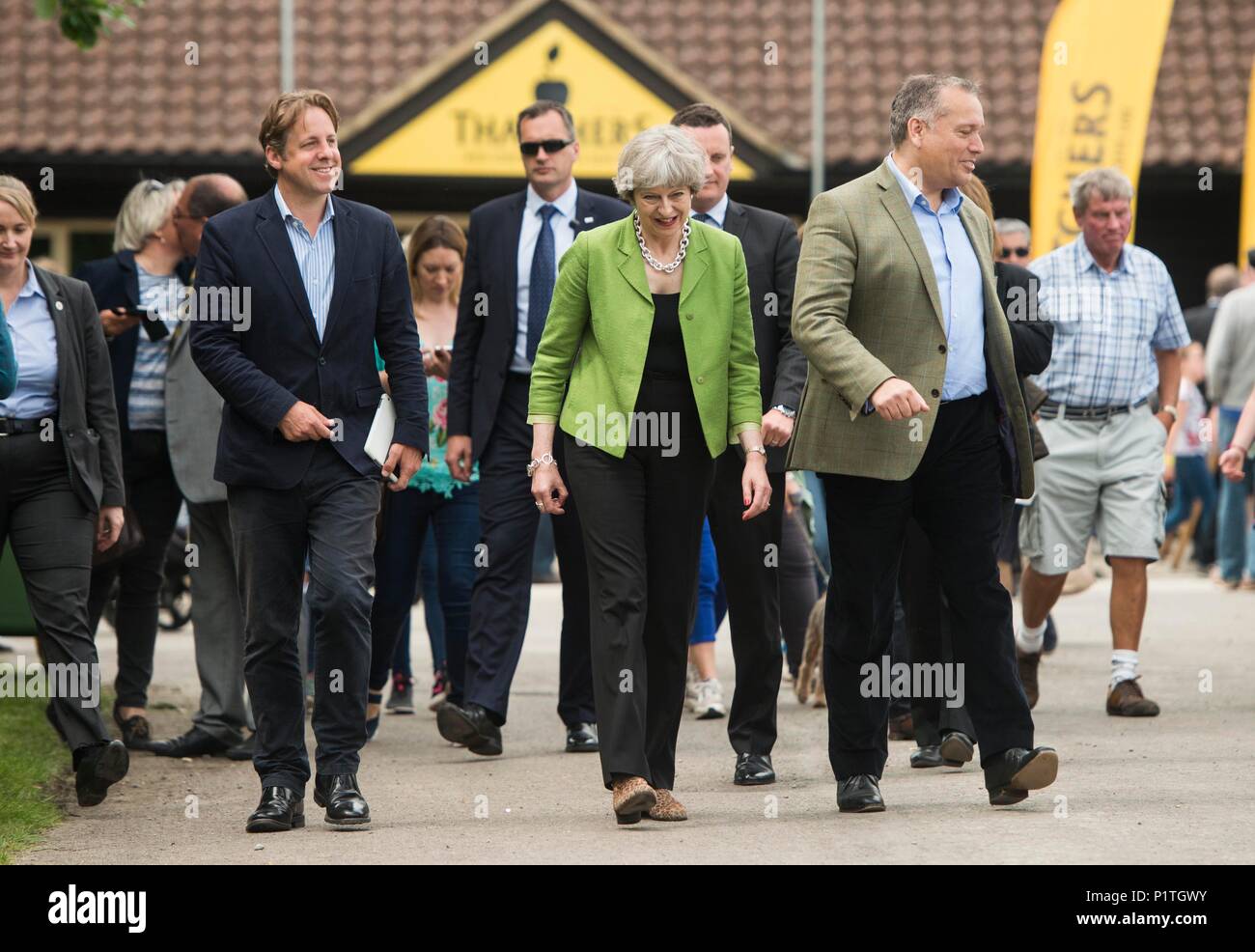 PM Theresa May visits the Bath and West on opening day 31/05/17 Stock Photo
