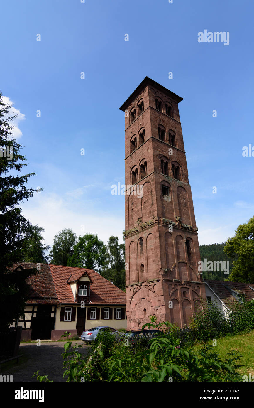 Calw: district Hirsau: ruins of Monastery of St. Peter and St. Paul, Eulenturm (owl tower) in Germany, Baden-Württemberg, Schwarzwald, Black Forest Stock Photo