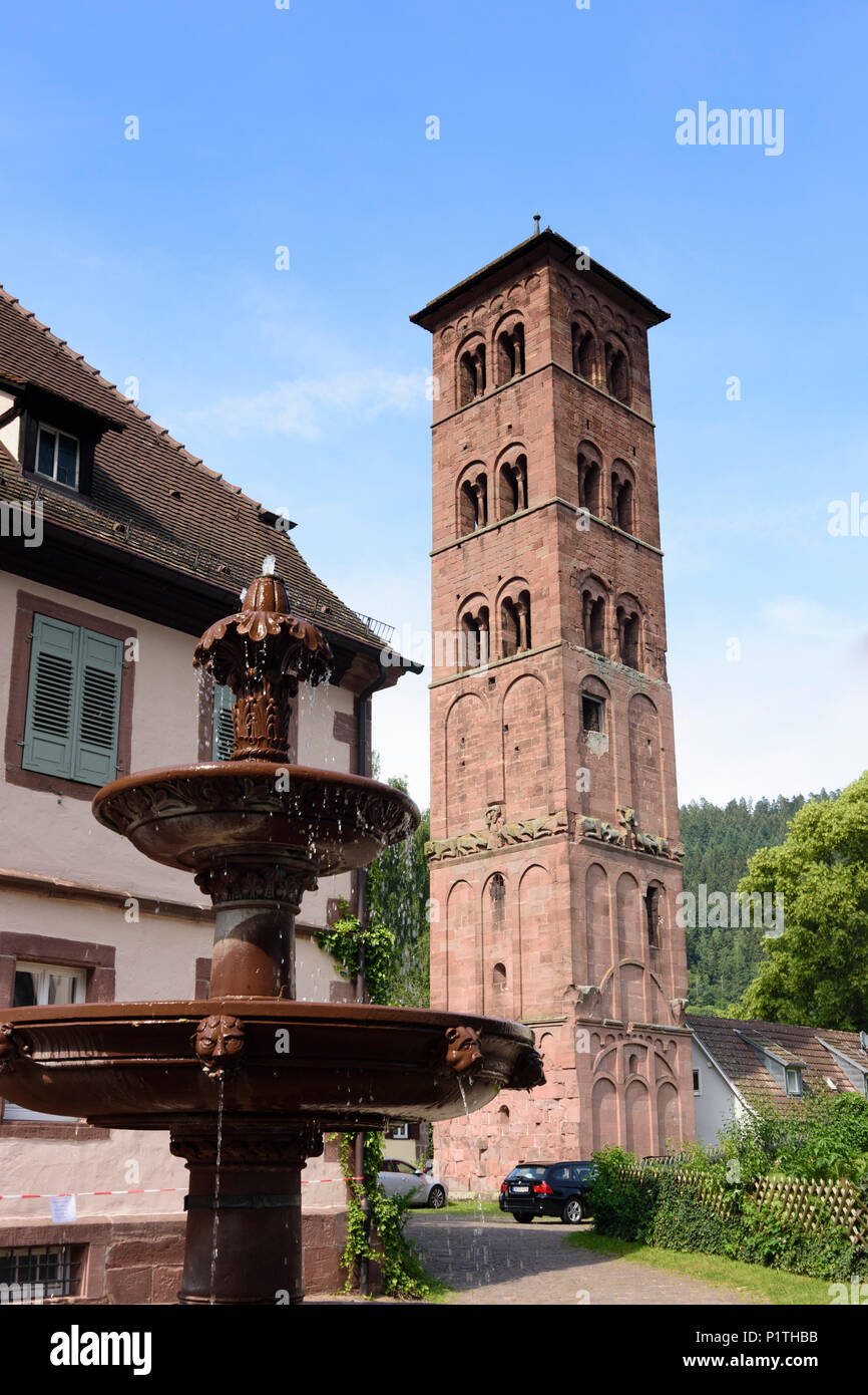 Calw: district Hirsau: ruins of Monastery of St. Peter and St. Paul, Eulenturm (owl tower) in Germany, Baden-Württemberg, Schwarzwald, Black Forest Stock Photo