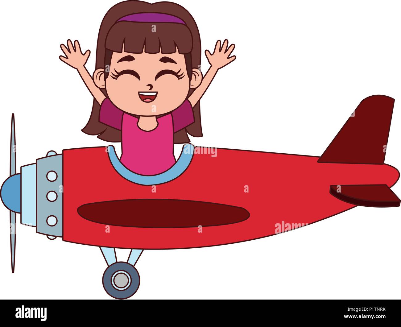 Girl flying on vintage airplane Stock Vector Image & Art - Alamy