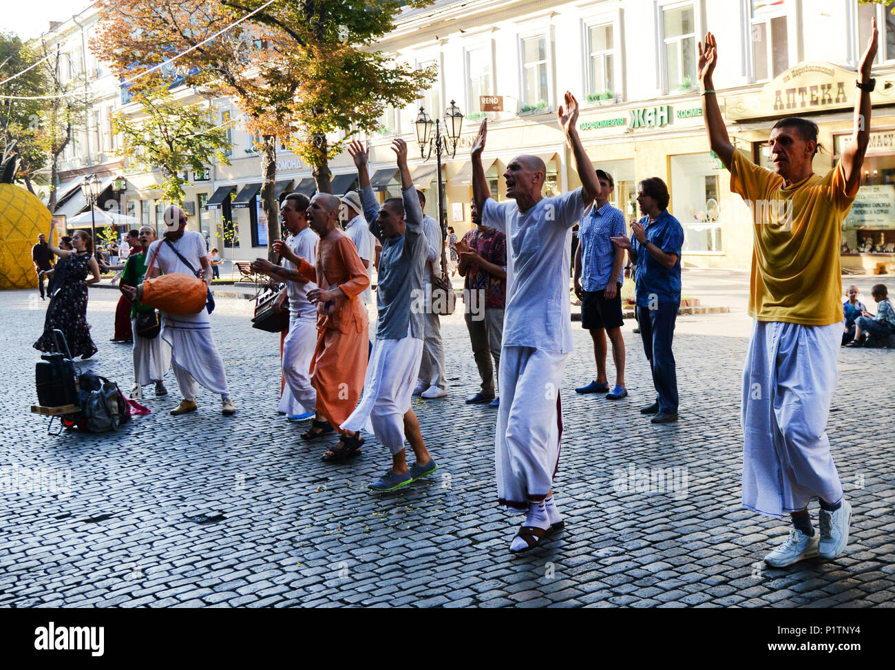 Hare Krishna devotee in the streets of Curitiba downtown Stock Photo - Alamy