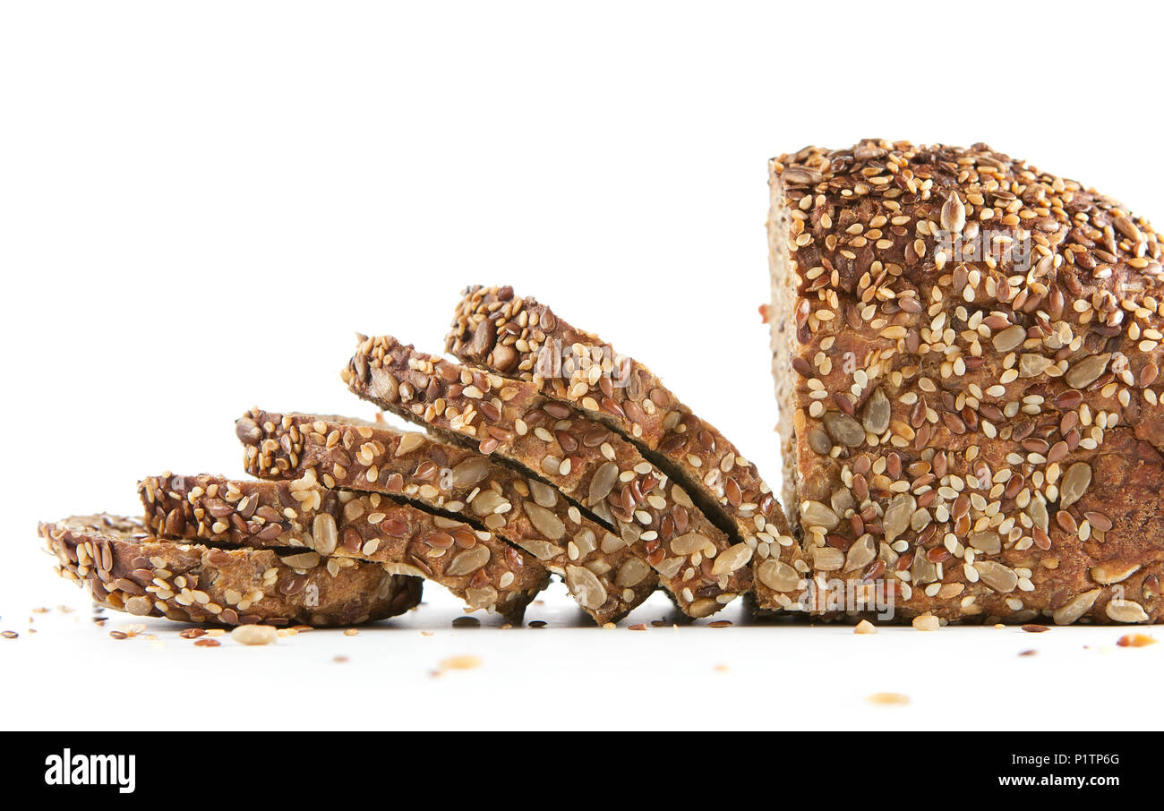 Whole grain bread isolated on white background Stock Photo - Alamy