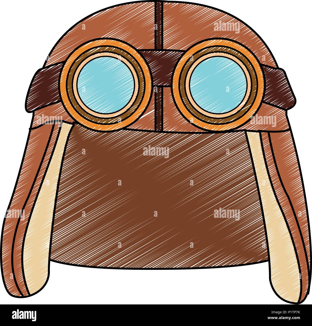 Vintage aviation hat with glasses scribble Stock Vector