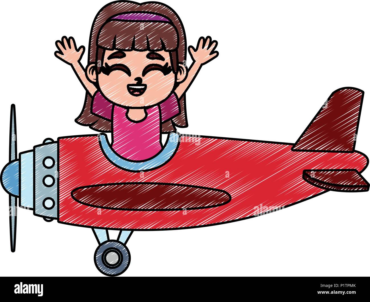 Airplane vintage girl Stock Vector Images - Alamy