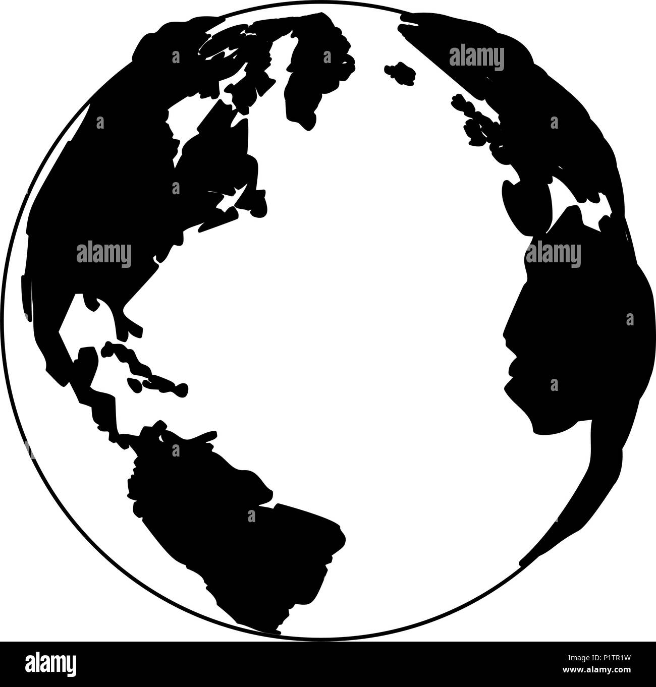 Earth planet isolated in black and white Stock Vector Image & Art - Alamy