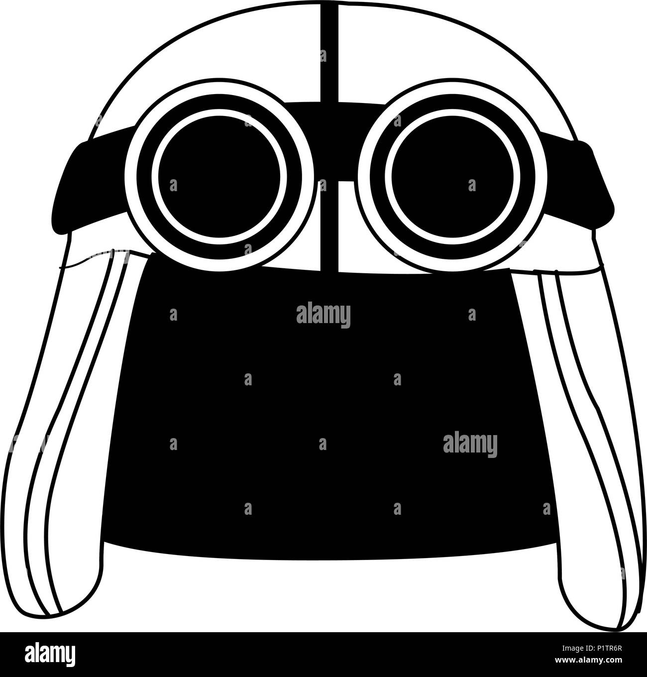 Vintage aviation hat with glasses in black and white Stock Vector