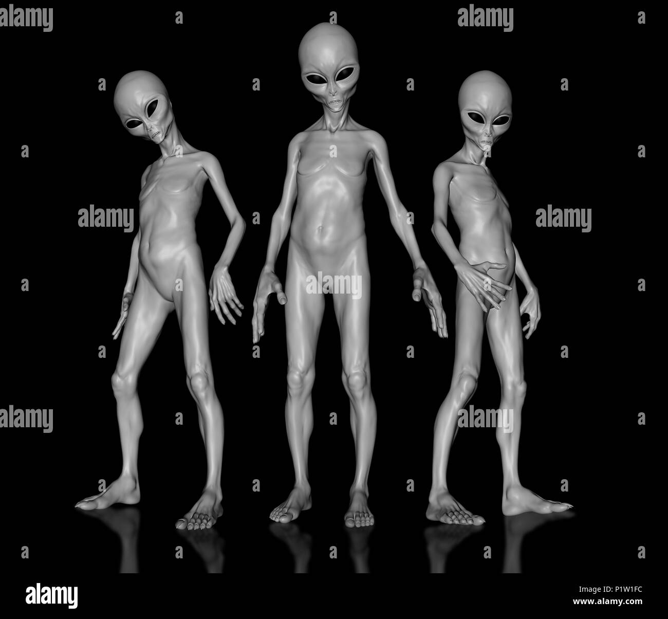 3D render of a group of aliens Stock Photo - Alamy