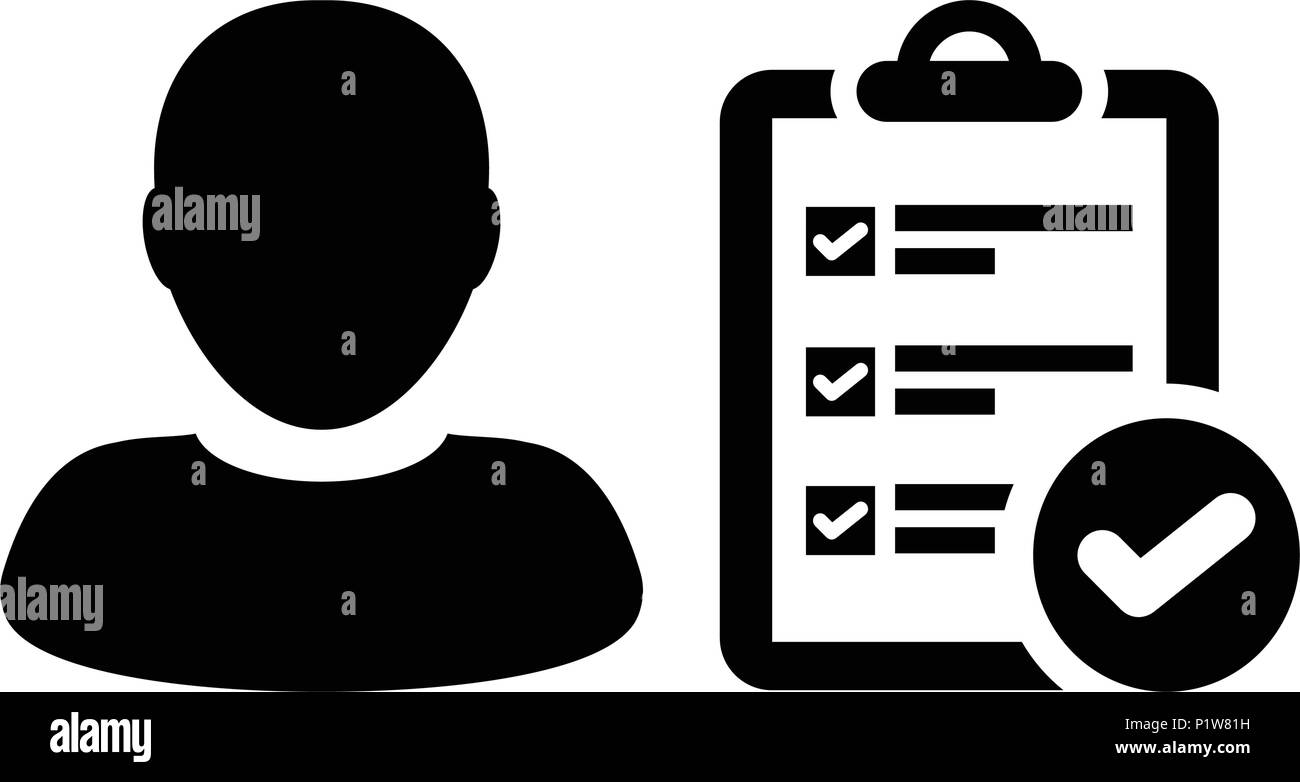 Report icon vector male person profile avatar with survey checklist ...