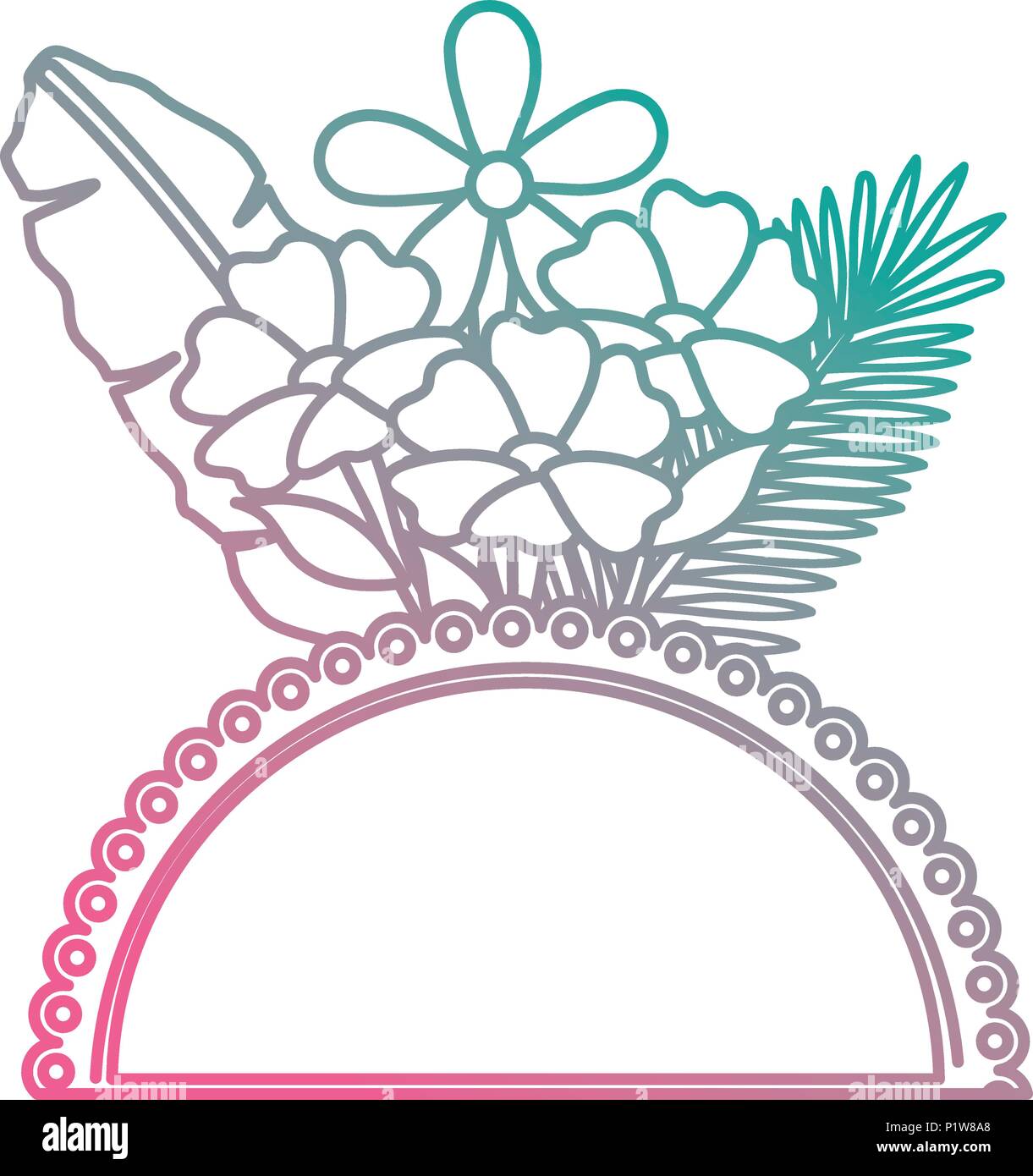 flowers and leafs garden circular frame vector illustration design ...